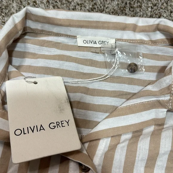 OLIVIA GREY Women's Marigold Stripe Shirt Size L - Picture 4 of 9
